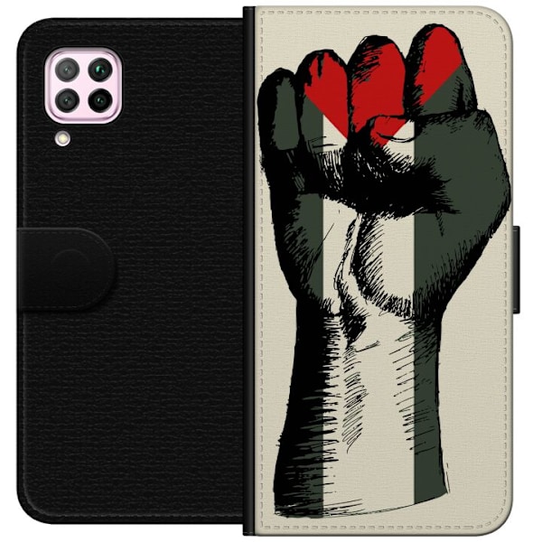 Huawei P40 lite Plånboksfodral Hand knuten i Palestinas färger – kraftfull symbol för frihetsrörelsen