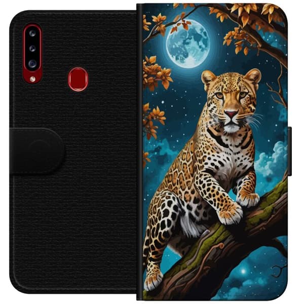 Kompatibelt Plånboksfodral till Samsung Galaxy A20s Leopard