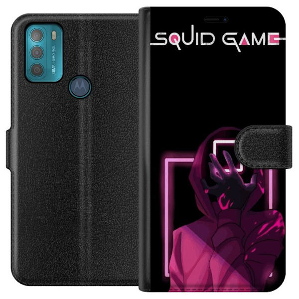 Motorola Moto G50 Lompakkokotelo Squid Game Teema Suosittu Sarja Motiivi Graafinen Ikoninen Suunnittelu Aasialainen Popkulttuuri Jännitys Draama