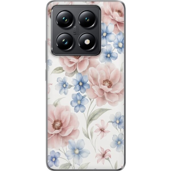 Xiaomi 14T Pro Läpinäkyvä kuori Romanttiset kukat