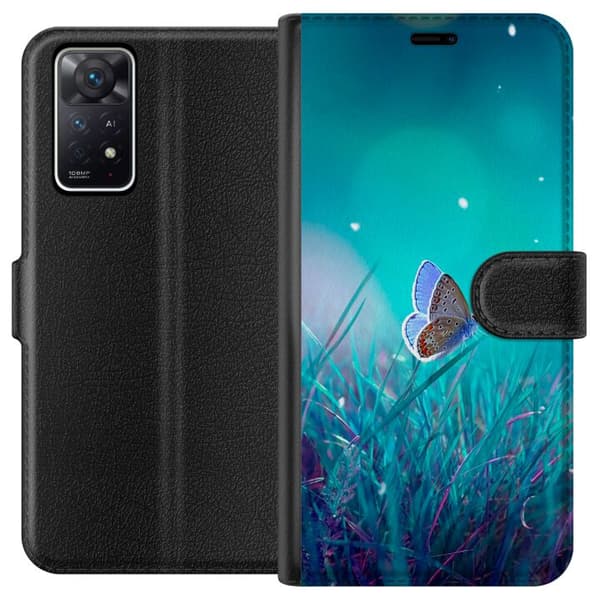 Kompatibel Tegnebogsetui til Xiaomi Redmi Note 11 Pro 5G Blå sommerfugl