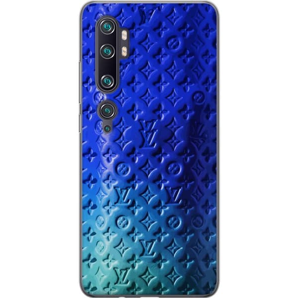 Kompatibelt Mobildeksel til Xiaomi Mi Note 10 Pro Blått luksuriøst monogrammønster med elegant preget tekstur blå