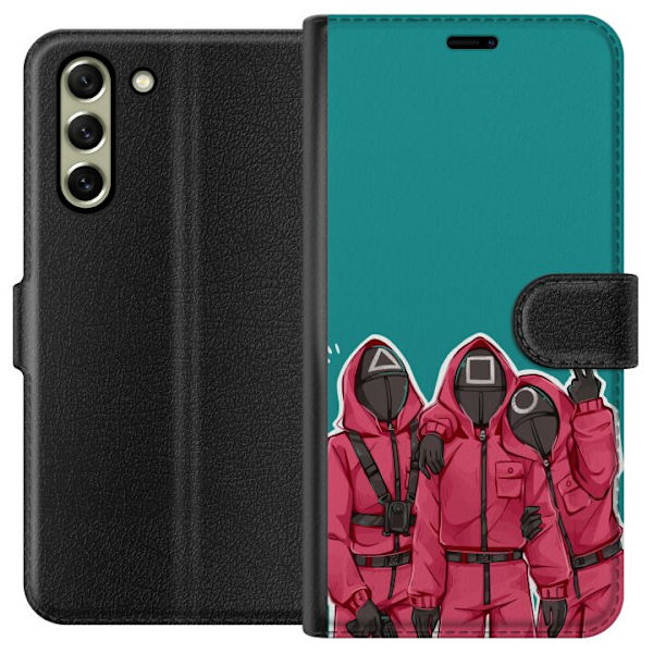 Samsung Galaxy S21 FE 5G Plånboksfodral Squid Game Karaktärer Grafisk Design Seriefigurer Populär TV Motiv Asiatisk Stil Spännande Trend
