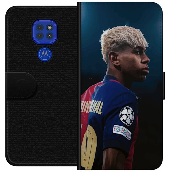 Motorola Moto G9 Play Lompakkokotelo Lamine Yamal - Barcelonan ihmelapsi fokuksessa
