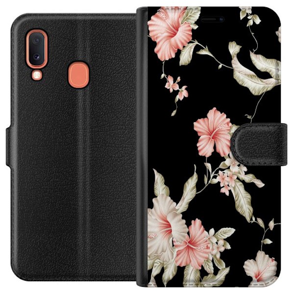 Samsung Galaxy A20e Tegnebogsetui Blomster