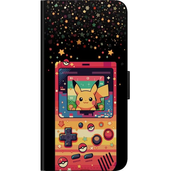 Kompatibel Tegnebogsetui til OnePlus 7 Pro på retro spilkonsol i farverig pixelstil gul