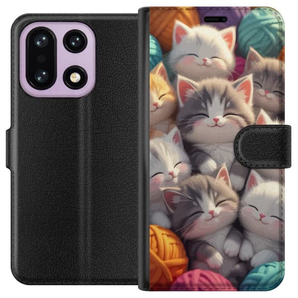 Kompatibelt Lommeboketui til OnePlus 15 Sovande kattungar beige