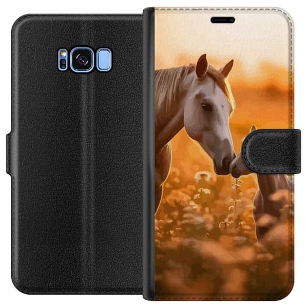 Kompatibel Tegnebogsetui til Samsung Galaxy S8 Heste