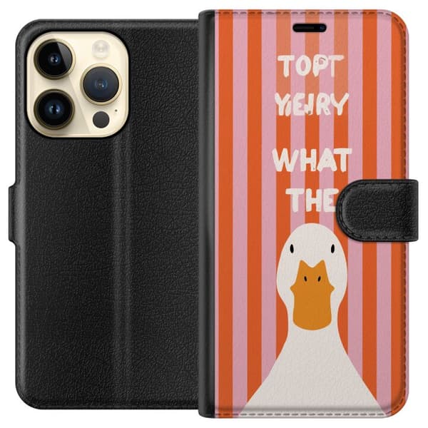 Kompatibelt Plånboksfodral till Apple iPhone 14 Pro What The Duck rosa
