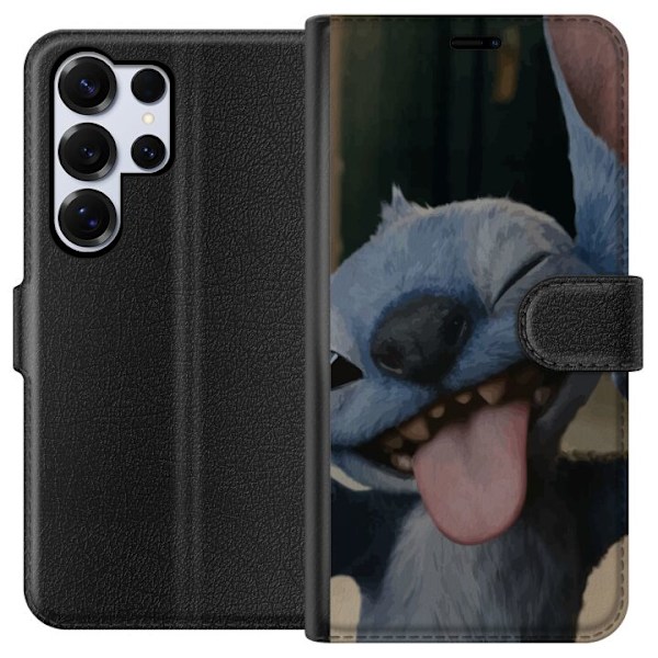 Samsung Galaxy S25 Ultra Plånboksfodral Stitch Söt Alien – Blå Favorit från Yttre Rymden