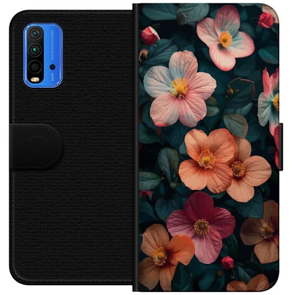 Xiaomi Redmi Note 9 4G Lommeboketui Blomster