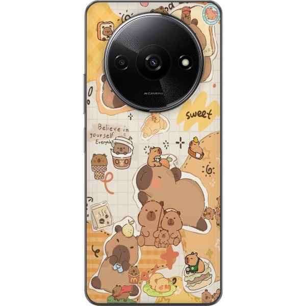 Xiaomi Redmi A3 Läpinäkyvä kuori Kawaii capybara mobilskal med gulliga djurmotiv