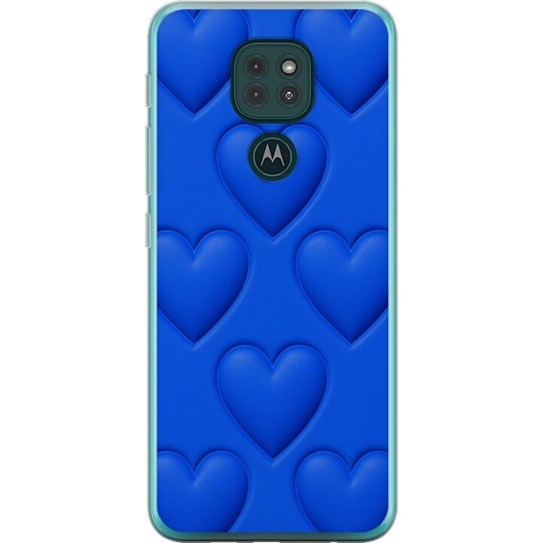Motorola Moto G9 Play Genomskinligt Skal Blue Hearts