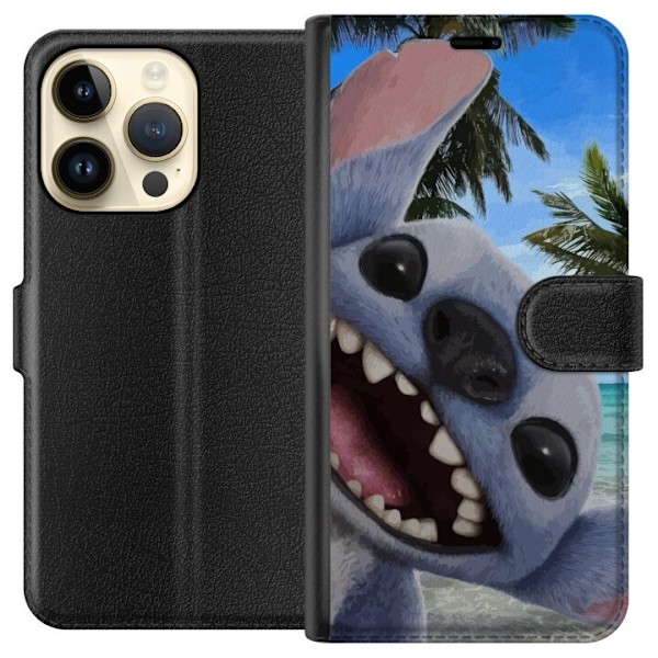 Apple iPhone 15 Pro Plånboksfodral Stitch mobilskal med Palmer i söt vänskapsdesign