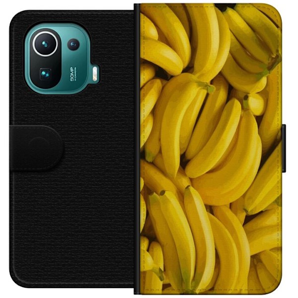 Xiaomi Mi 11 Pro Plånboksfodral Banana Pattern – lekfullt mönster med gula bananer