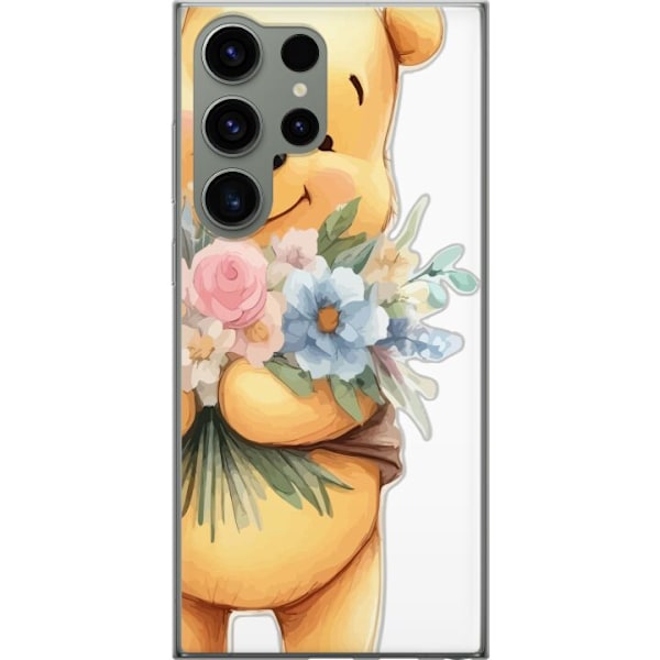 Samsung Galaxy S23 Ultra Gennemsigtig cover Nalle Puh med blom