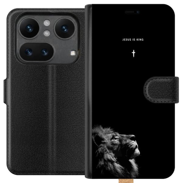 Kompatibel Tegnebogsetui til Nothing Phone (4a) Lejon med Jesus is King citat sort