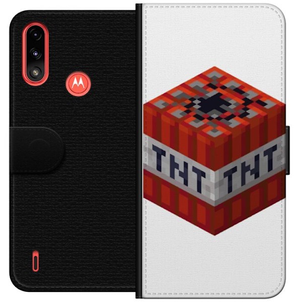 Motorola Moto E7 Power Tegnebogsetui Minecraft TNT