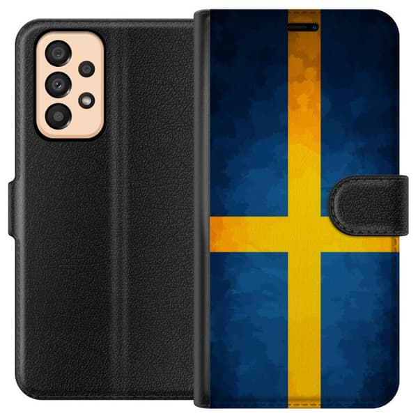 Kompatibelt Plånboksfodral till Samsung Galaxy A33 5G Svenska flaggan blå
