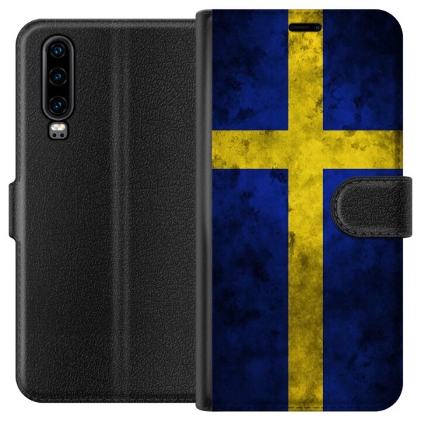 Huawei P30 Lompakkokotelo Ruotsin Lippu