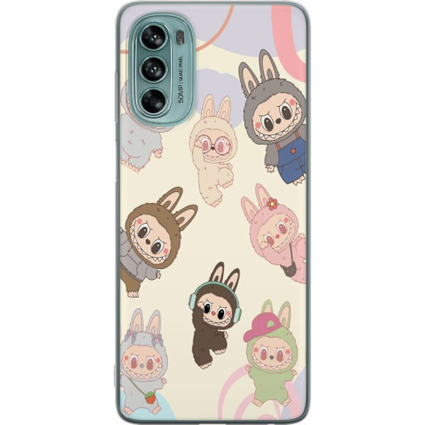 Motorola Moto G62 5G Läpinäkyvä kuori Labubu Pop Mart Kokoelma Motiivi Figuuri Kokoelma Suunnittelu Suosittu Taidelelu Pop Mart Luova Graafinen