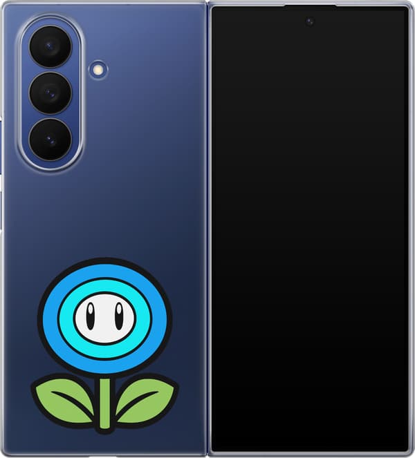 Kompatibelt Mobildeksel til Samsung Galaxy Z Fold7 Isblomst - Blått motiv med blå isblomst. blå