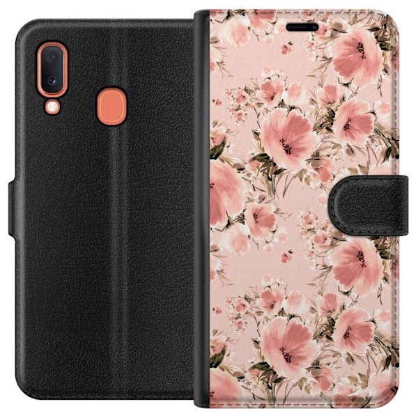 Samsung Galaxy A20e Tegnebogsetui Blomster