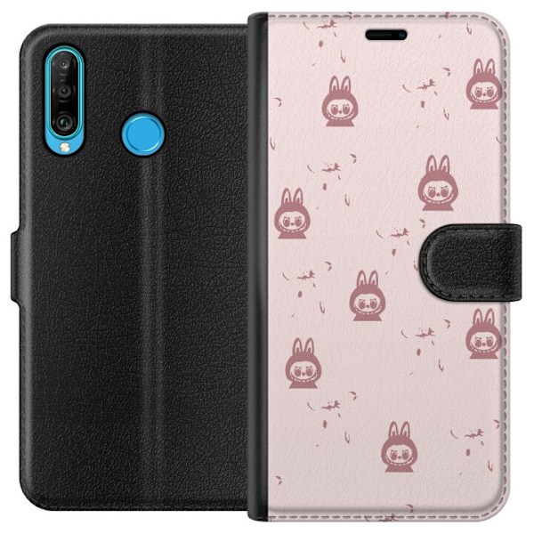 Huawei P30 lite Lompakkokotelo Labubu Neon Pop - Neonvärinen pop art hirviö