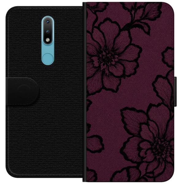 Kompatibel Tegnebogsetui til Nokia 2.4 Brombærblomst lilla