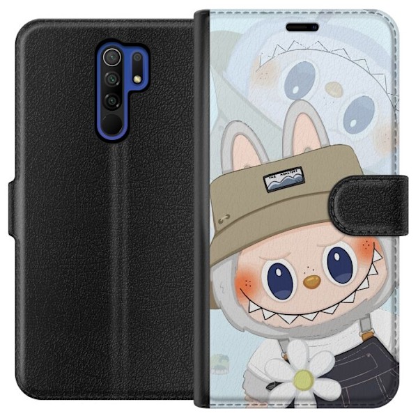 Xiaomi Redmi 9 Lompakkokotelo Labubu hattuineen - Pop Mart -hahmo Mr. Butcher retrotyylillä ja luonteella