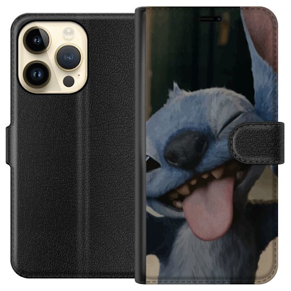Apple iPhone 15 Pro Tegnebogsetui Stitch Sød Alien - Blå Fav