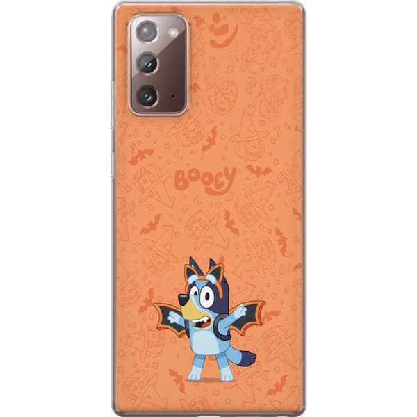 Kompatibelt Mobildeksel til Samsung Galaxy Note20 Bluey utkledd som flaggermus med Halloween-tema oransje