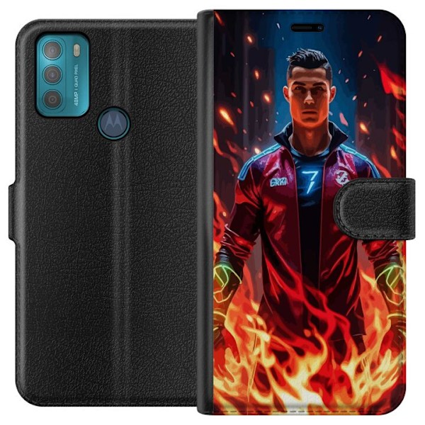 Motorola Moto G50 Tegnebogsetui Ronaldo Inferno - fodboldhelt i flammer