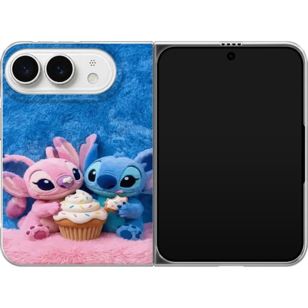 Kompatibel Mobilcover til Apple iPhone Duo Søde blå og lyserøde figurer med stor cupcake og krymmel pink