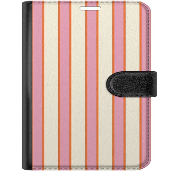 Kompatibel Tegnebogsetui til Apple iPhone Duo Lyserøde sorbetstriber pink