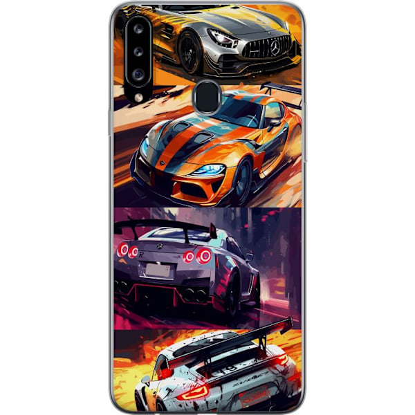 Samsung Galaxy A20s Läpinäkyvä kuori Ralli kuume - vauhdikas teema ralliautoilla