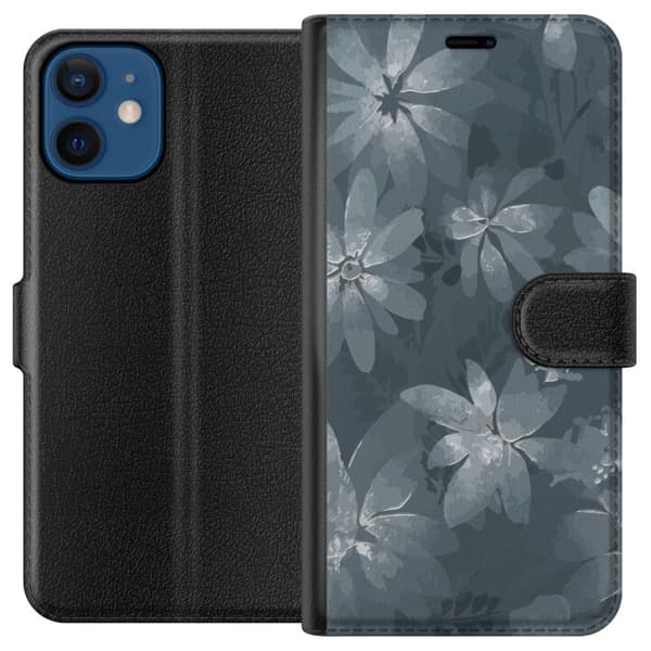 Kompatibelt Plånboksfodral till Apple iPhone 12 mini Blommor Grå / Blå
