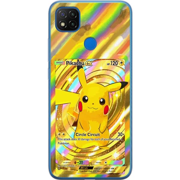 Kompatibelt Mobildeksel til Xiaomi Redmi 9C Gullig Pikachu EX samlebilde med regnbueeffekter gull