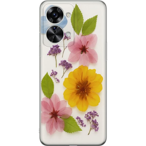 OnePlus Nord 2T Genomskinligt Skal Pressade blommor