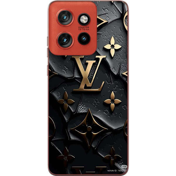Motorola Edge 50 Neo Genomskinligt Skal Louis Vuitton Dark Mode Design Svart Lyx Stil Fashion Populärt Grafiskt Mönster Modeikon Lyxmärke