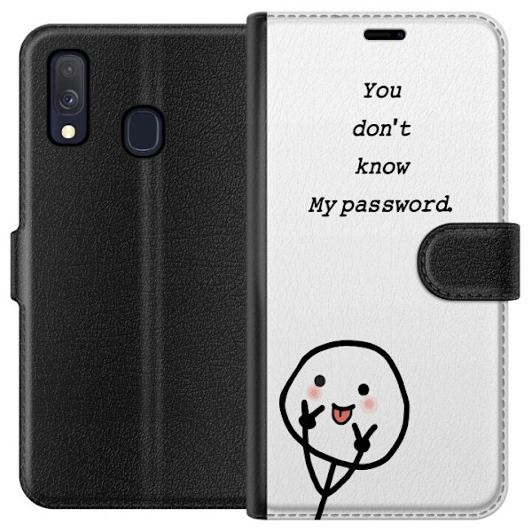 Samsung Galaxy A40 Plånboksfodral You Don’t Know My Password – edgy textmotiv med attityd