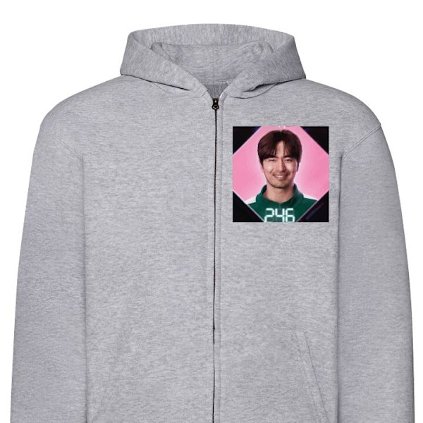 Zip-Hoodie | Huvtröja med Dragkedja för Vuxna Squid Game grå L