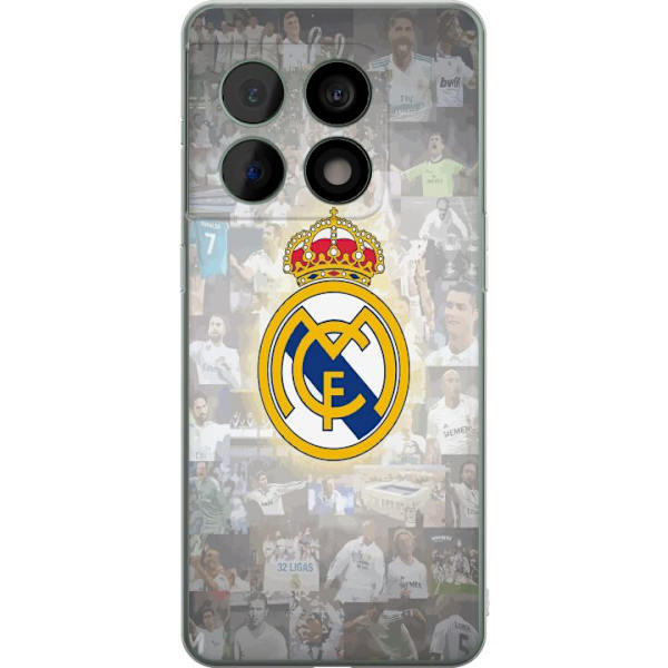OnePlus 10 Pro Läpinäkyvä kuori Real Madrid -emblem Jalkapallokerho Tunnuksella Valkoinen Kulta Design Mestarien Liiga Mestari La Liga Fanit Ikonin