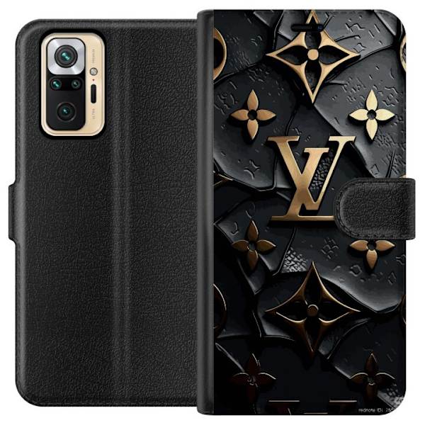 Xiaomi Redmi Note 10 Pro Plånboksfodral Louis Vuitton Dark Mode Design Svart Lyx Stil Fashion Populärt Grafiskt Mönster Modeikon Lyxmärke