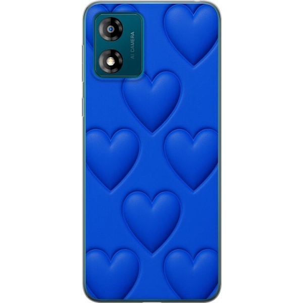 Motorola Moto E13 Gennemsigtig cover Blå Hjerter