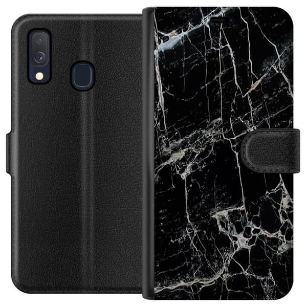 Kompatibel Tegnebogsetui til Samsung Galaxy A40 Svart Marmor