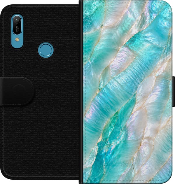 Kompatibel Tegnebogsetui til Huawei Y6 (2019) Turkis perlemorsgrafik turkis