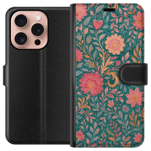 Kompatibel Tegnebogsetui til Apple iPhone 16 Pro Floral Dream