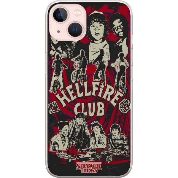 Kompatibelt Mobildeksel til Apple iPhone 13 Hellfire Club-collage med Stranger Things-karakterer og sykler