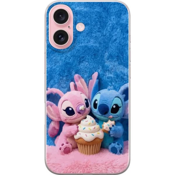 Kompatibel Mobilcover til Apple iPhone 16 Søde blå og lyserøde figurer med stor cupcake og krymmel pink